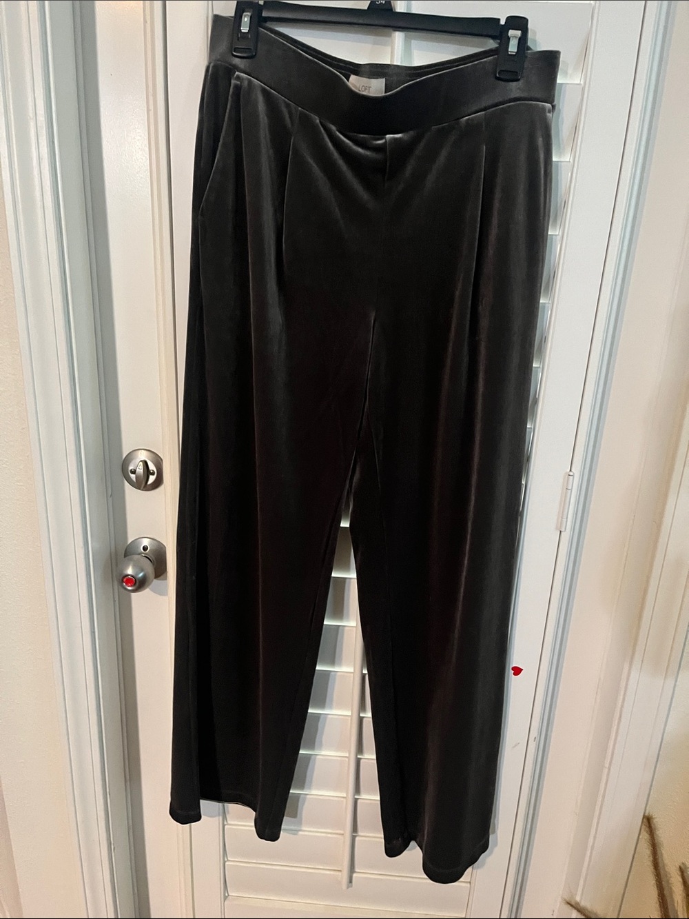 LOFT Gray Velvet Wide-Leg Pants